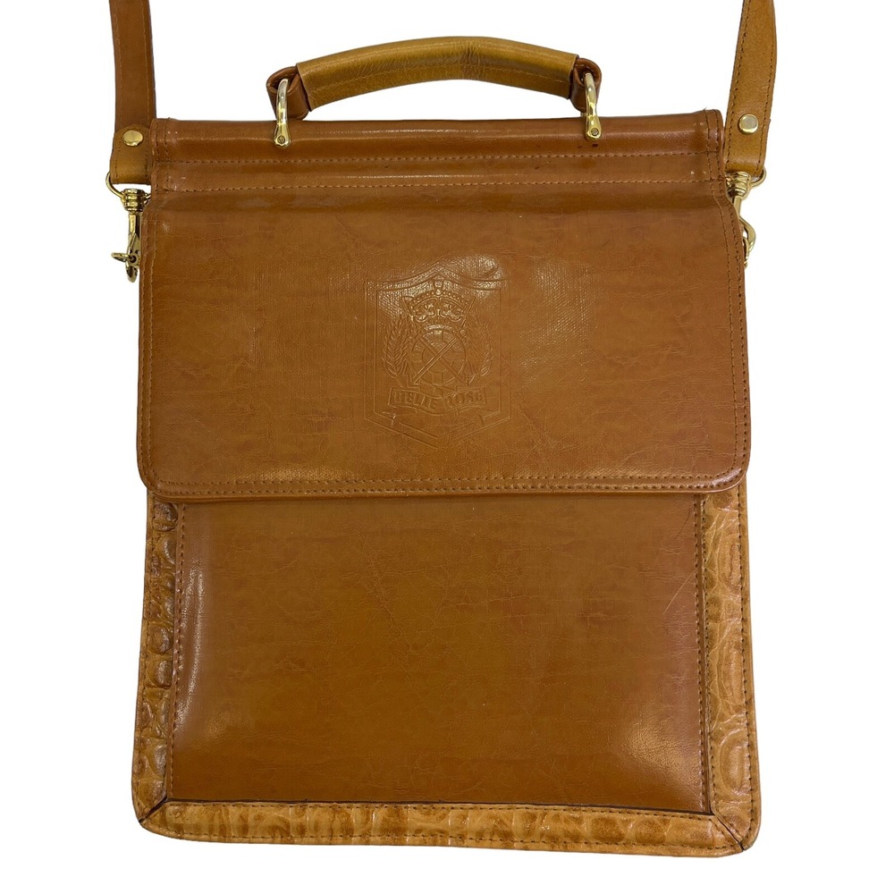 BelleRose  Messenger Bag Crossbody Purse Brown Leather Organizer Handbag 12x10x5